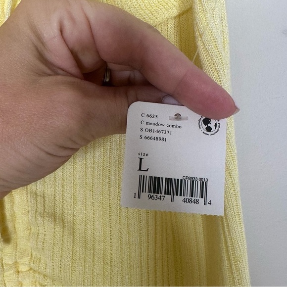 FREE PEOPLE Large Meadow Combo Knit Ruffle Drawstring Top - Picture 4 of 5